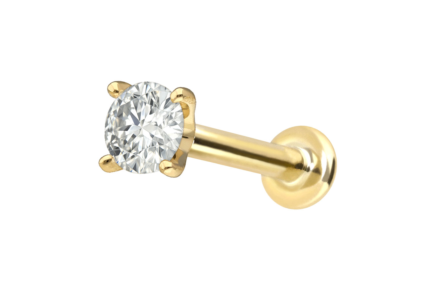 18 Karat Gold Labret Piercing mit Innengewinde DIAMANT